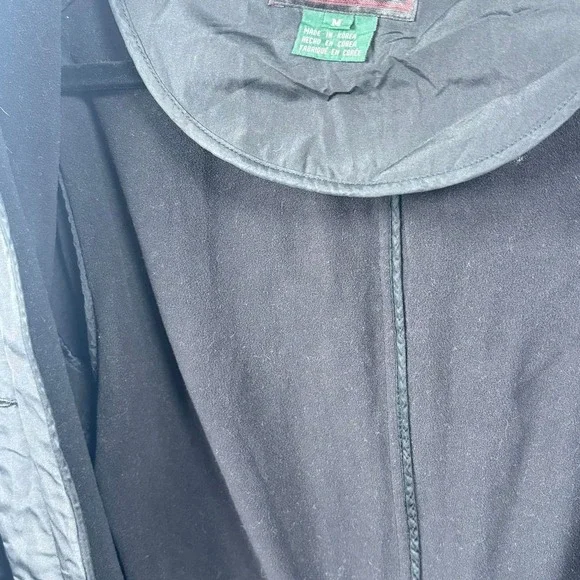 VTG Lauren Ralph Lauren Rain Jacket Black Trench‎ Coat Womens M Fleece Lined - Picture 9 of 10